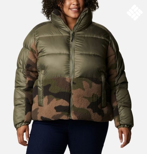 Women's Columbia Leadbetter Point Sherpa Hybrid Jackets Olive | Plus Size CA-H4L1C